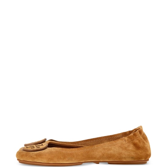 Tory Burch Minnie Travel Ballet Flats – Dark Tiramisu Cognac Suede – Size 9 - Picture 2 of 8